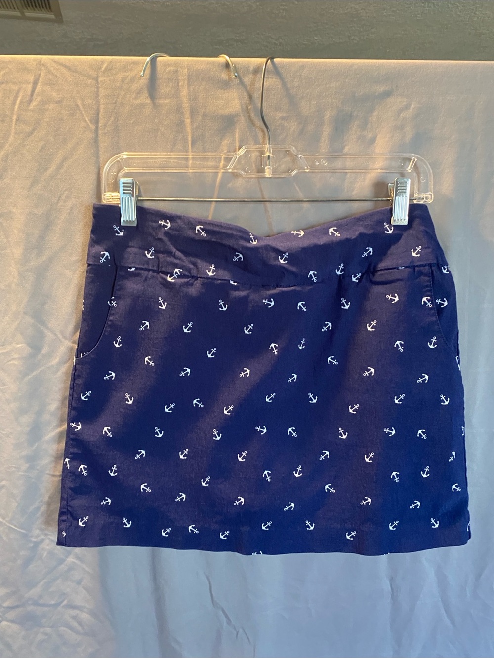 Navy Anchor Print Mini Skirt